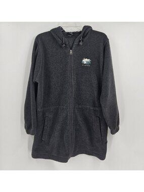 Alaska Polar Fleece Zip Up Hoodie Women’s L Gray Soft Jacket Travel Souvenir